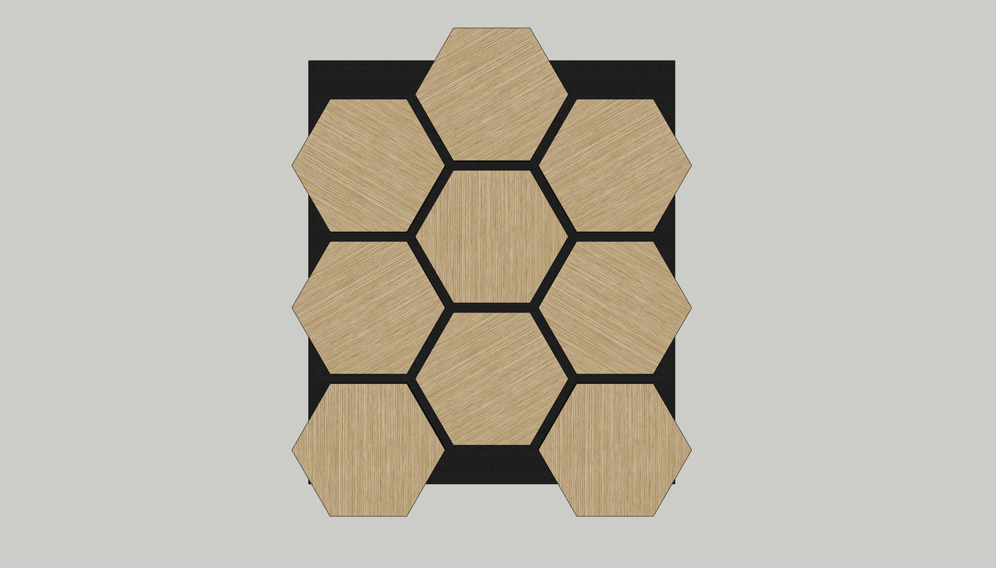 HEXAGON Pannelli Acustici Legno 76x62 cm - Rovere, 2 pezzi
